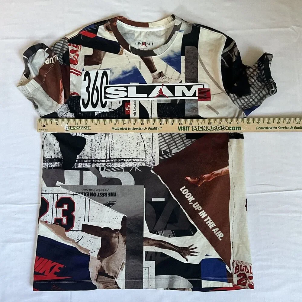 Retro Jordan Men's Large 360 Slam Dunk Tee All Over Print Nike Air T-Shirt